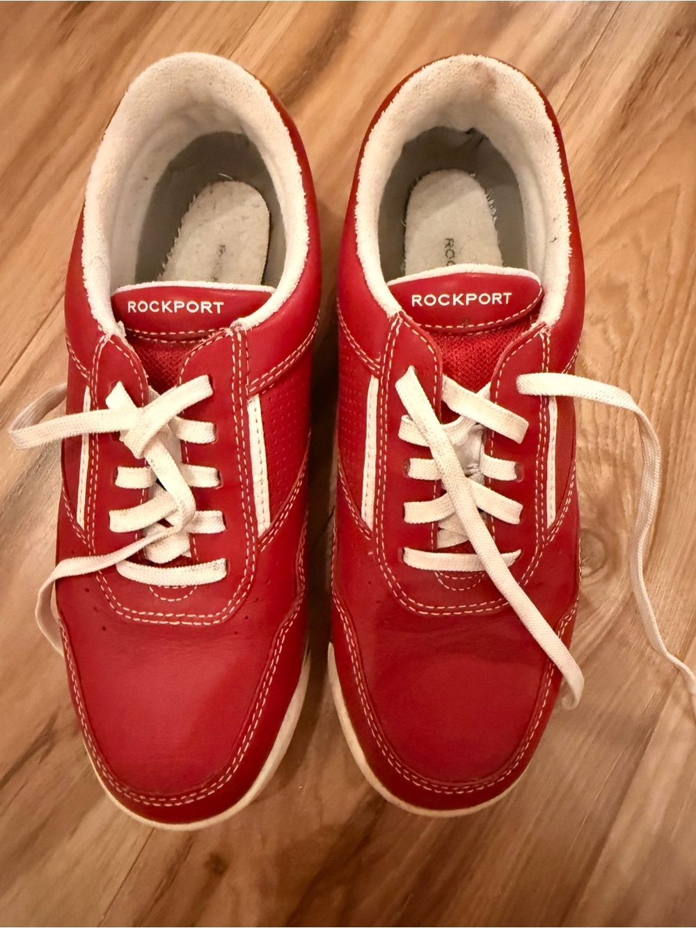 Rockport Women’s Red and White Lace-Up Sneakers